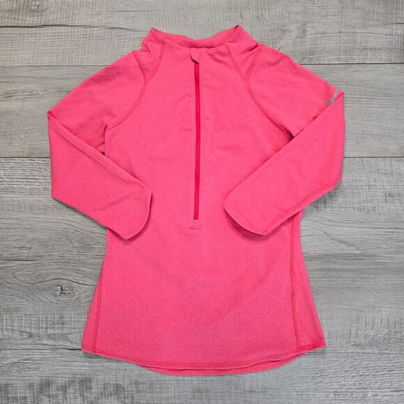 Nike Dri-Fit Pink Baseline Half Zip 3/4 Sleeve Tennis Shirt Womens Small Fitted - Picture 2 of 6